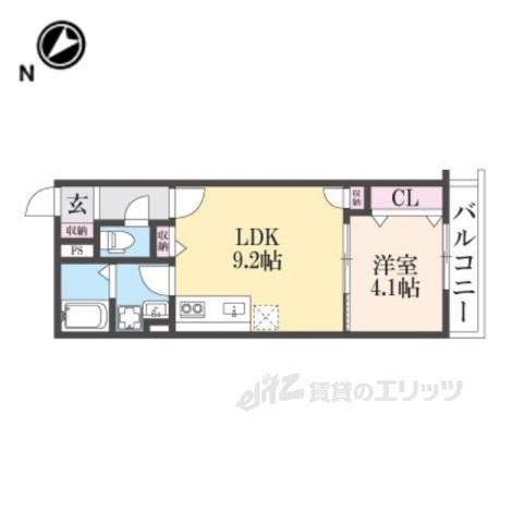 レーヴ・ヴィル東福寺(1LDK/3階)の間取り写真