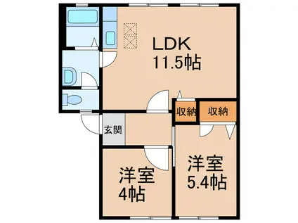 ラ・サルデーヌ(2LDK/1階)の間取り写真