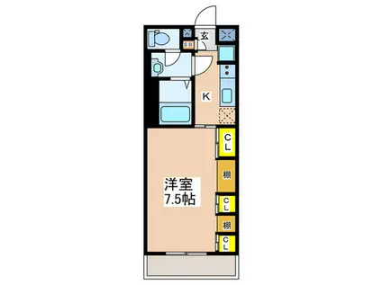 リブリ・FEEL-M湘南VII(1K/3階)の間取り写真