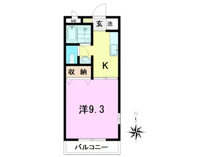 エクセレント上並榎B棟(1K/1階)の間取り写真