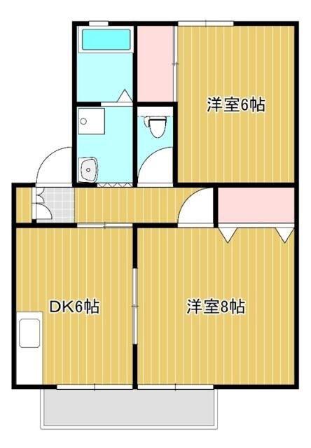 スカイハイツC(2DK/1階)の間取り写真