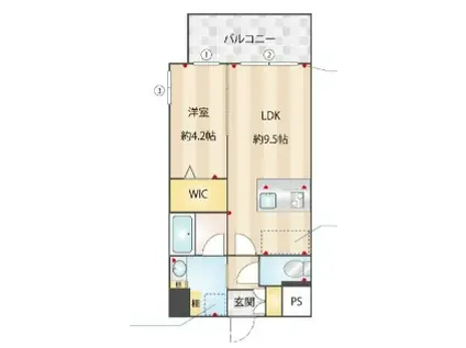 PRADO OHASHI(1LDK/12階)の間取り写真