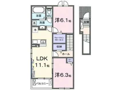 富士急行 河口湖駅 徒歩30分 2階建 新築(2LDK/2階)の間取り写真
