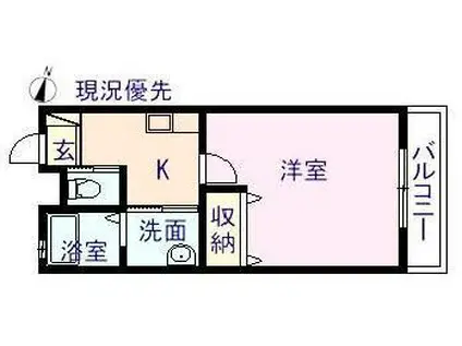 ブランドール長町(1K/1階)の間取り写真