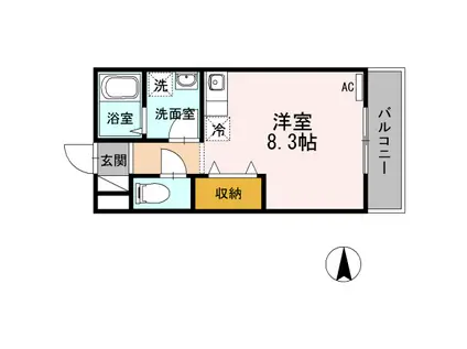 オリーヴァ花畑(ワンルーム/2階)の間取り写真