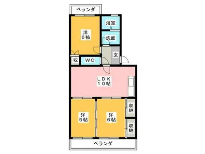 リバーサイドアベニュー A(3LDK/1階)の間取り写真