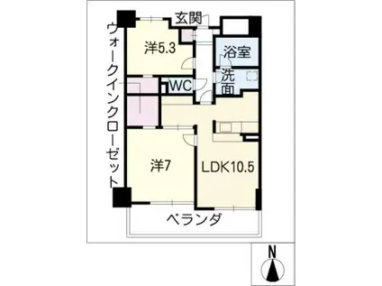 ジョイフル砂田橋CASA EST(2LDK/6階)の間取り写真