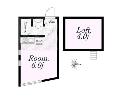 ユナイト鹿島田ホワイトジャスミン(ワンルーム/1階)の間取り写真