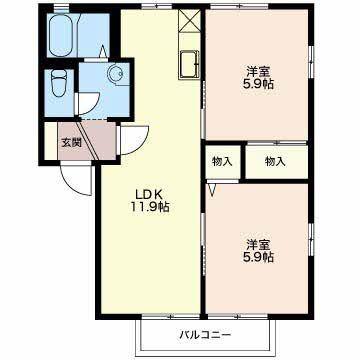 シプレーヌ大村 A(2LDK/2階)の間取り写真