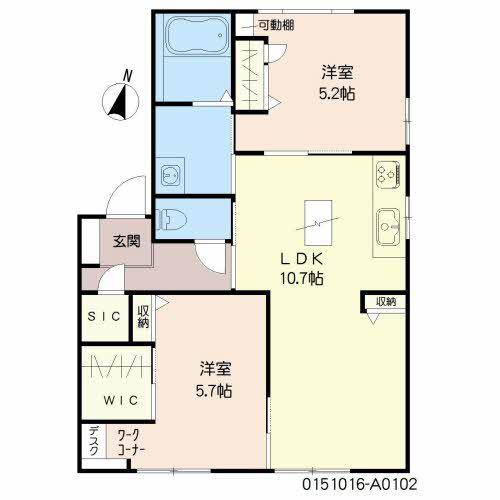 Mレーペン A棟(2LDK/1階)の間取り写真