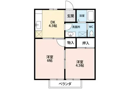 ハウスエイト(2DK/2階)の間取り写真