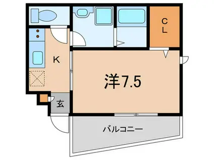 ヴィラ六甲寺口(1K/1階)の間取り写真