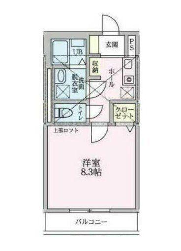 グリーンヒル光ヶ丘(1K/2階)の間取り写真