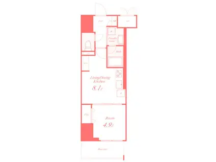 ラフィシア関内(1DK/7階)の間取り写真