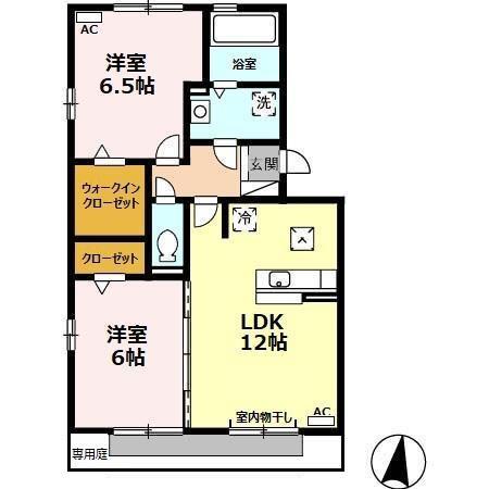 クレイン(2LDK/3階)の間取り写真