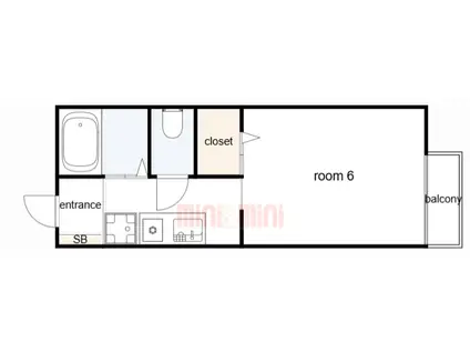 学園カリス(ワンルーム/2階)の間取り写真