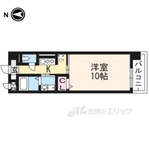 シカタ シャンブレットⅠ(1K/6階)の間取り写真
