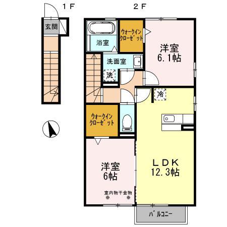 プレセデンテ B(2LDK/2階)の間取り写真