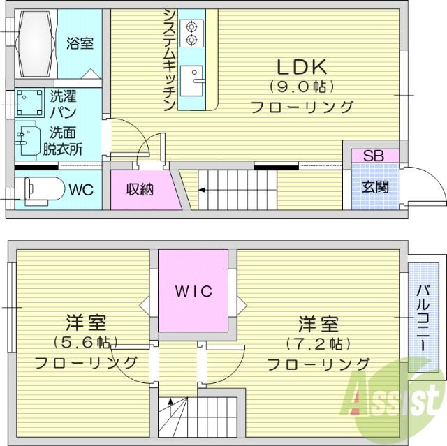 ヴィラシェーン(2LDK/1階)の間取り写真