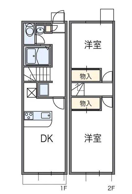 レオパレスラダックC(2DK/1階)の間取り写真