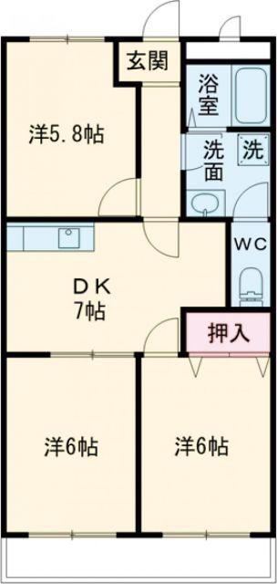 グランメール岩田(3DK/3階)の間取り写真