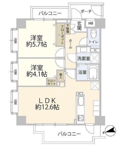 イルサント阿佐ヶ谷(2LDK/3階)の間取り写真