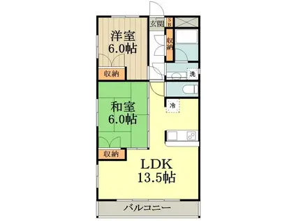 第3ゼルコバマンション(2LDK/3階)の間取り写真
