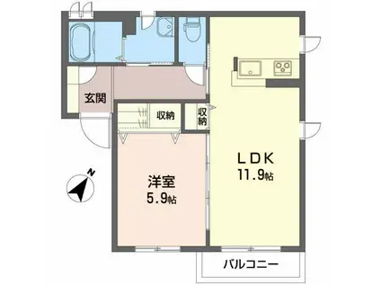 エストラーダII(1LDK/1階)の間取り写真