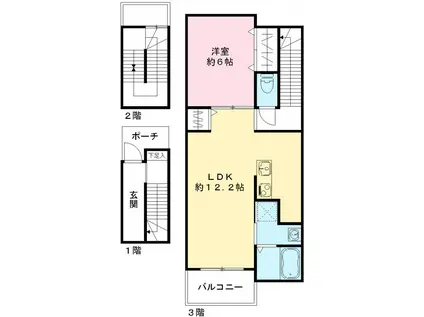 プロムナード ヴィラ III(1LDK/3階)の間取り写真