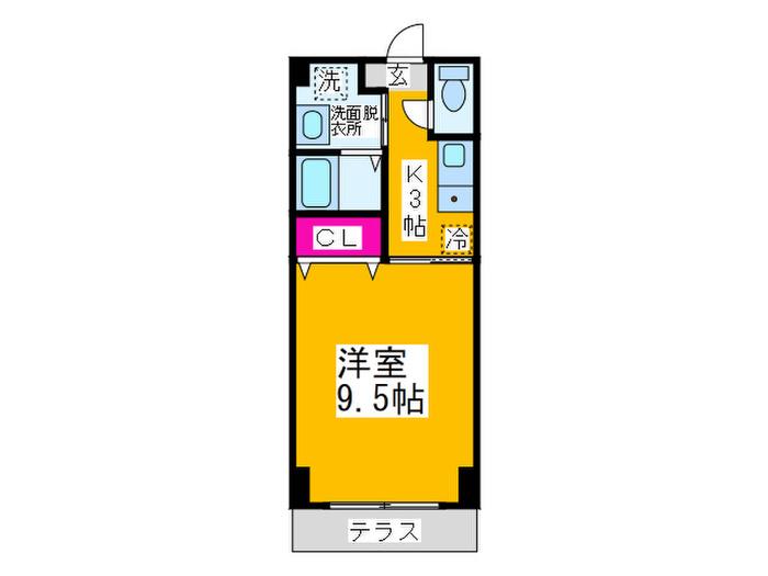 スプルース泉ヶ丘II(1K/1階)の間取り写真