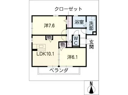 ハイツシダーフォレスト(2LDK/3階)の間取り写真