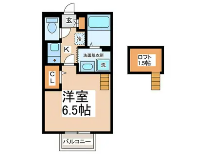 フローラ岡本B棟(1K/2階)の間取り写真