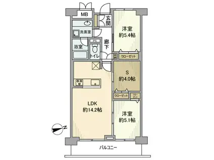 三田ナショナルコート(2SLDK/4階)の間取り写真
