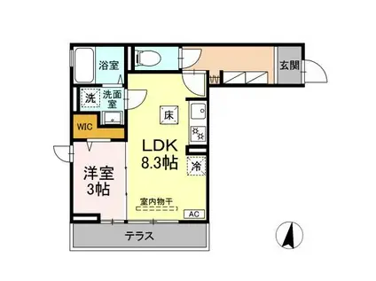 エコリブレ(1LDK/2階)の間取り写真