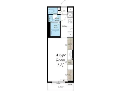 リブリ・ウッドストック(1K/2階)の間取り写真