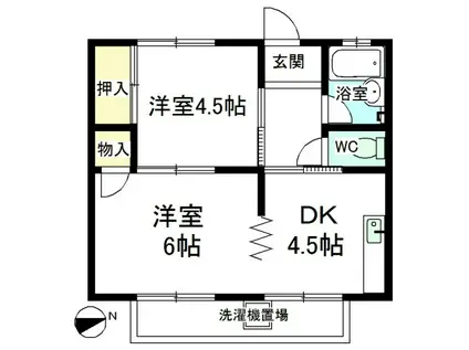 コーポ美幸(2DK/1階)の間取り写真