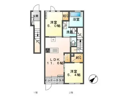 アーバンテラス(2LDK/2階)の間取り写真