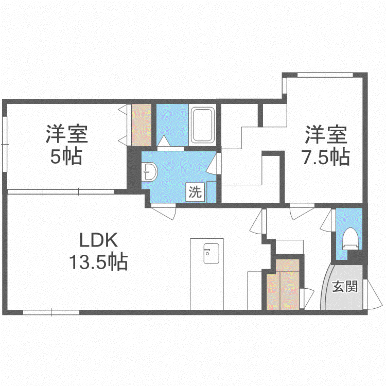 RESTS ON 琴似(2LDK/3階)の間取り写真