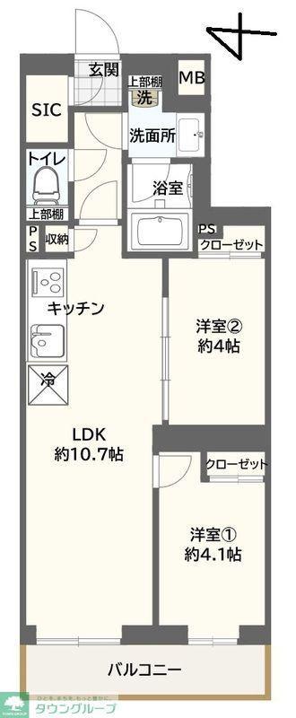 MIND梅島(2LDK/3階)の間取り写真
