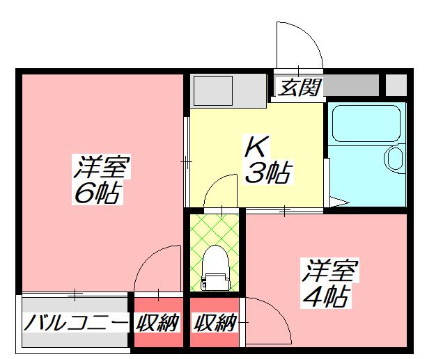 オペルI番館(2K/3階)の間取り写真