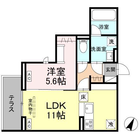 エスペリア新百合ヶ丘(1LDK/1階)の間取り写真