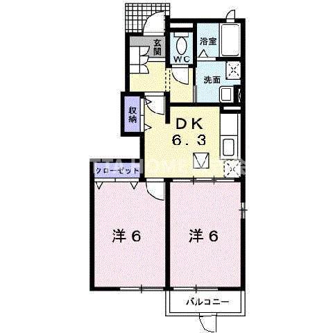 ミニョンストリートI(2DK/1階)の間取り写真