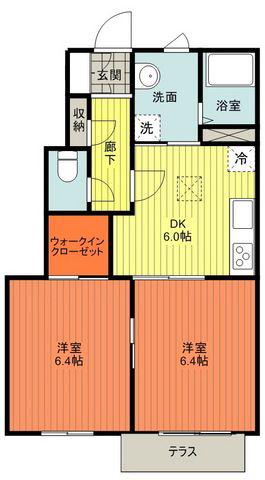 サニーコートA(2DK/1階)の間取り写真