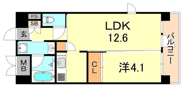 LUKICIA神戸(1LDK/2階)の間取り写真