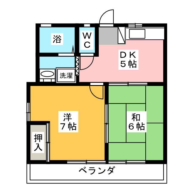 ヴィラプリメイラ(2DK/2階)の間取り写真