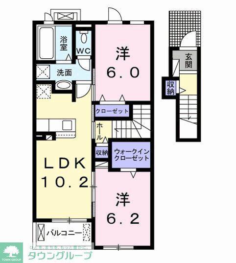 グランド II(2LDK/2階)の間取り写真