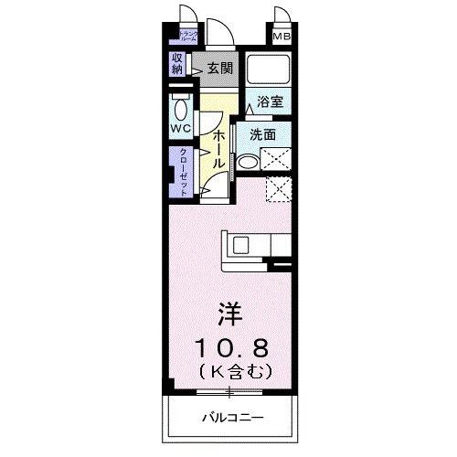 ココルーナ(ワンルーム/1階)の間取り写真