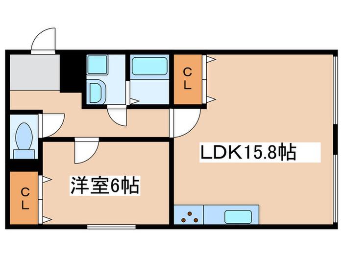 グラシアスハラ(1LDK/1階)の間取り写真