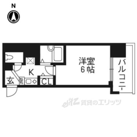 エステムコート京都烏丸(1K/8階)の間取り写真