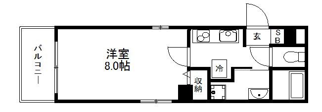 DEAR COURT四条烏丸(1K/1階)の間取り写真